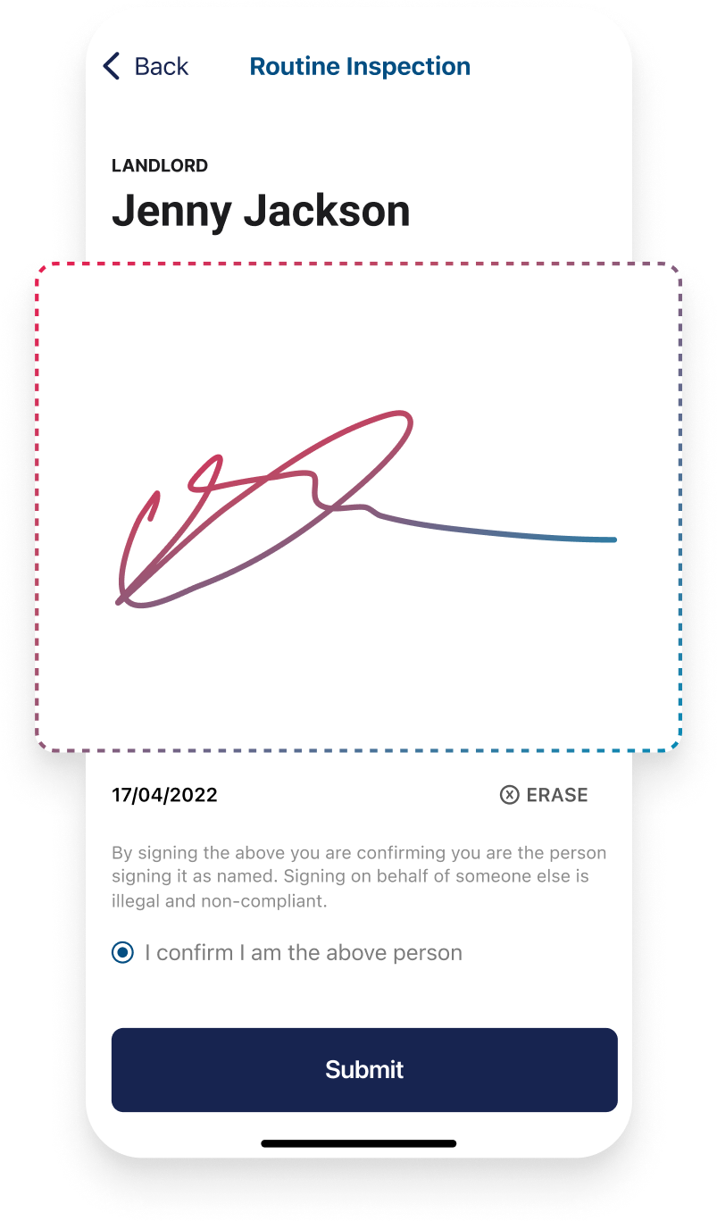 Sign the inspection digitally using your finger
